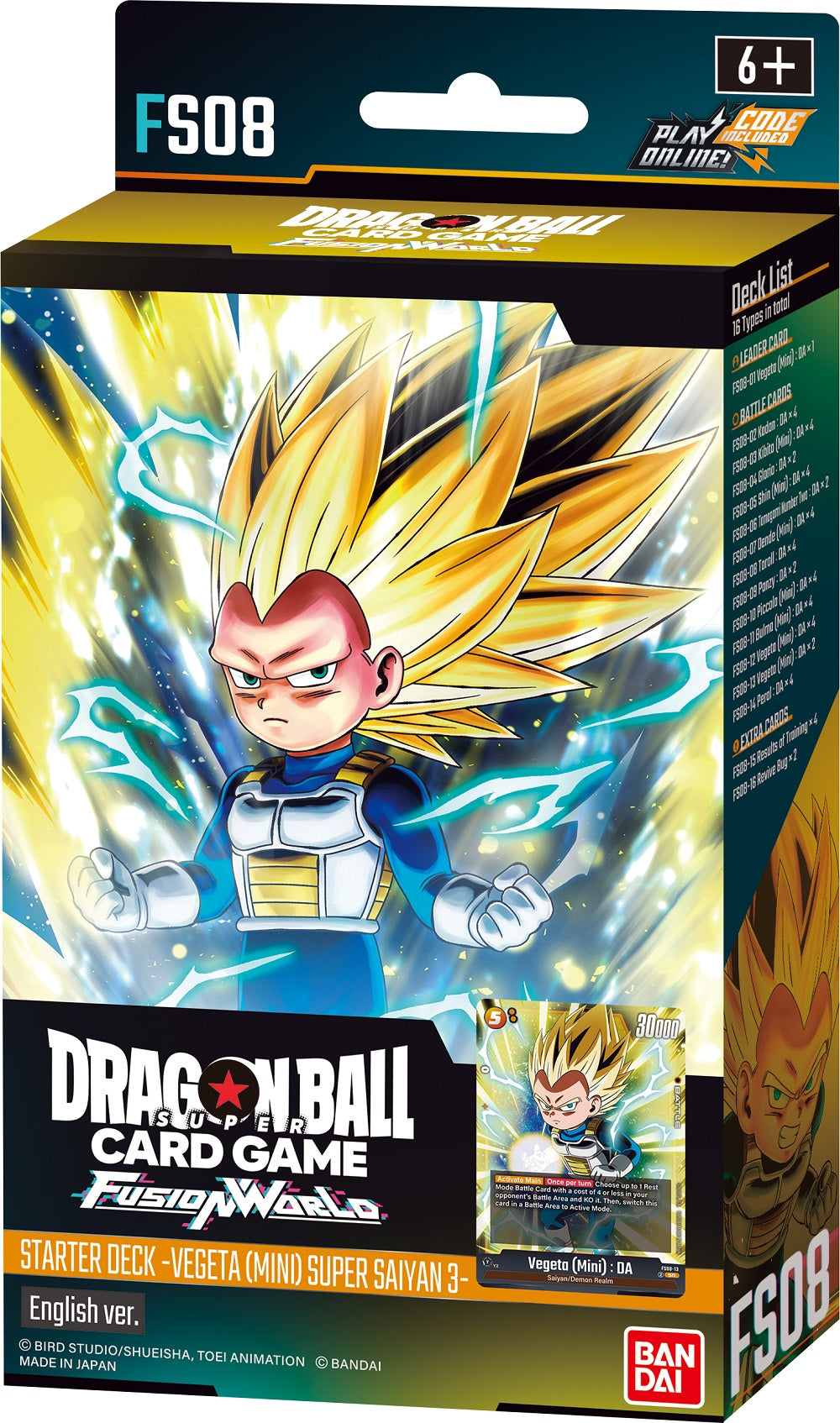 Dragon Ball Fusion World - Starter Deck - FS08 Vegeta (mini) Super Saiyan 3 | Cards and Coasters CA