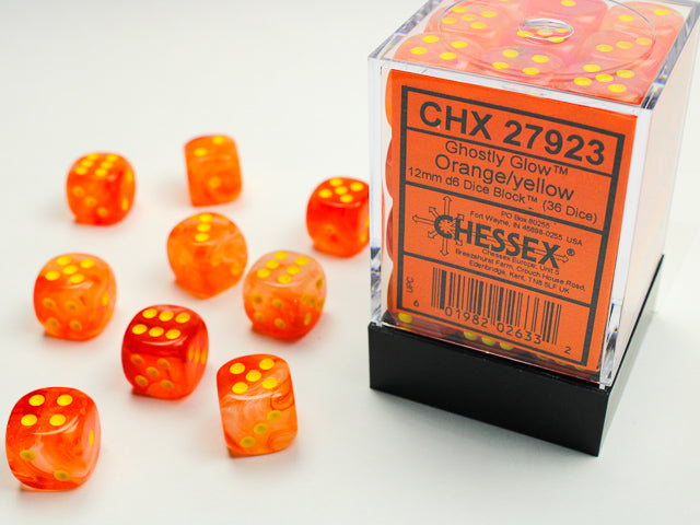 Chessex D6 Cube (12mm) - Ghostly Glow Orange/Yellow | Cards and Coasters CA