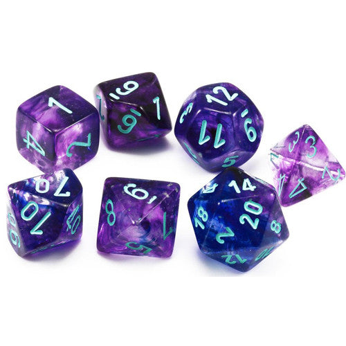Chessex Set of 7 Dice - Nebula Nocturnal Blue | Cards and Coasters CA