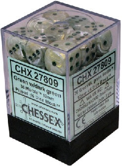 Chessex D6 Cube (12mm) - Marble Green/Dark Green | Cards and Coasters CA