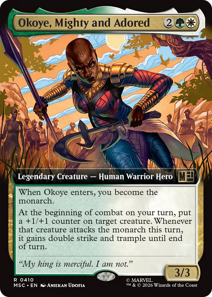 Okoye, Mighty and Adored (Extended Art) [Marvel Super Heroes Commander] | Cards and Coasters CA