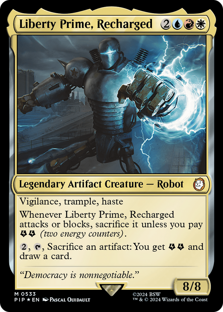 Liberty Prime, Recharged (Surge Foil) [Fallout] | Cards and Coasters CA