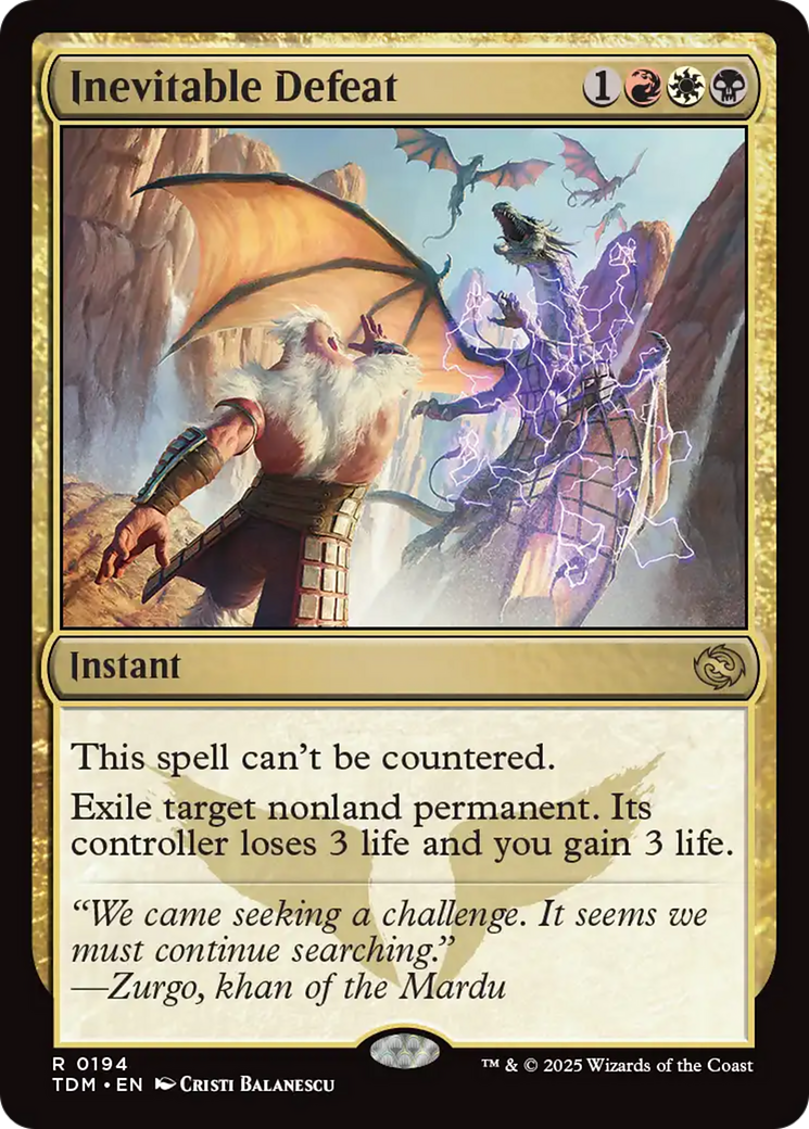 Inevitable Defeat [Tarkir: Dragonstorm] | Cards and Coasters CA