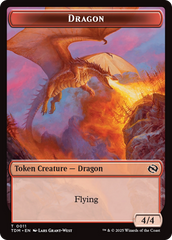 Dragon (0011) // Warrior Double-Sided Token [Tarkir: Dragonstorm Tokens] | Cards and Coasters CA
