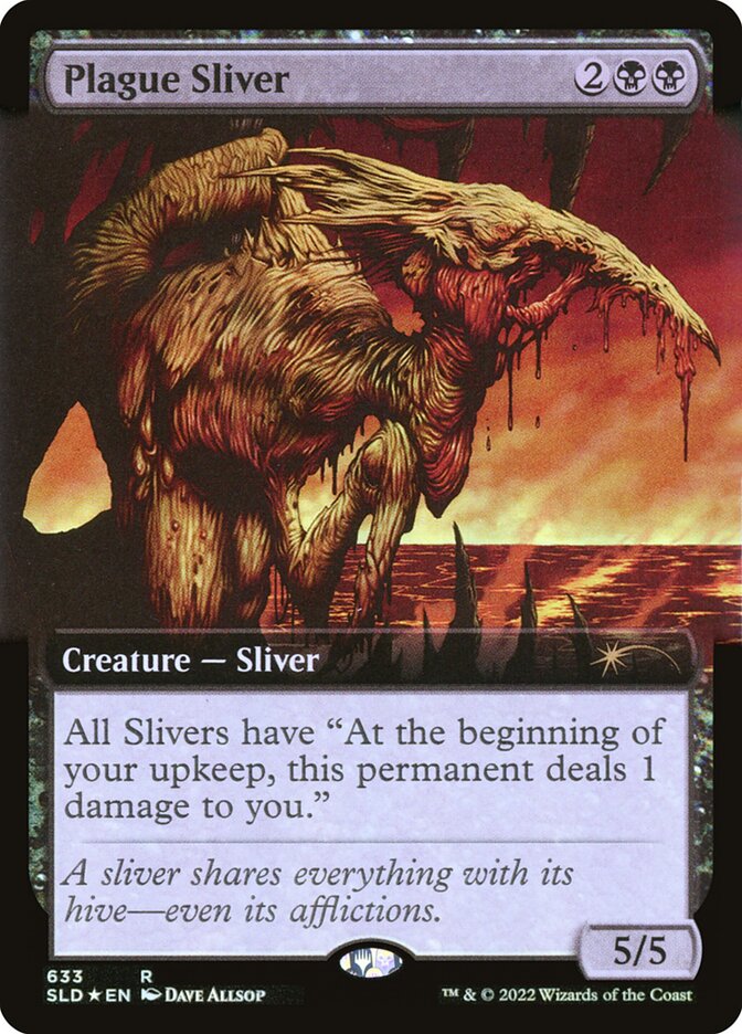 Plague Sliver (Extended Art) (Step-and-Compleat Foil) [Secret Lair Drop Promos] | Cards and Coasters CA