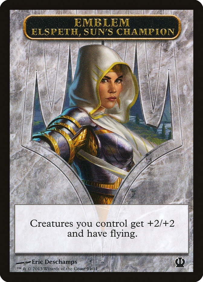 Elspeth, Sun's Champion Emblem [Theros Tokens] | Cards and Coasters CA