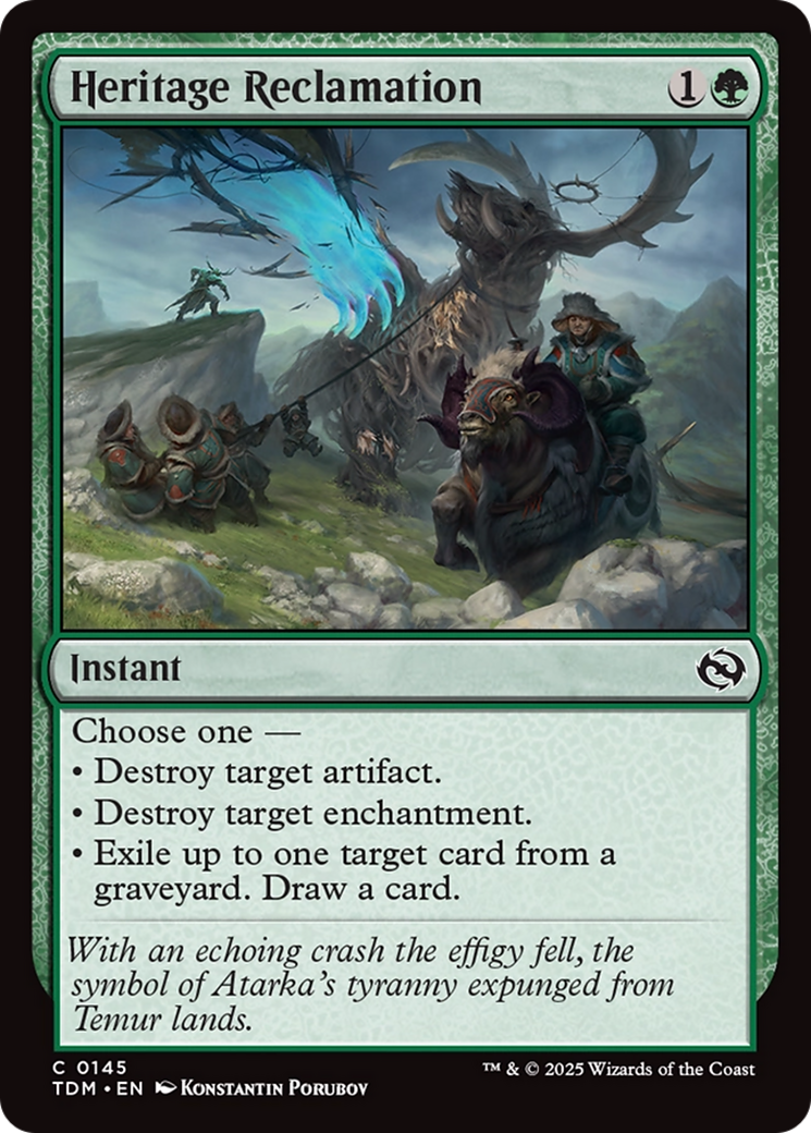 Heritage Reclamation [Tarkir: Dragonstorm] | Cards and Coasters CA