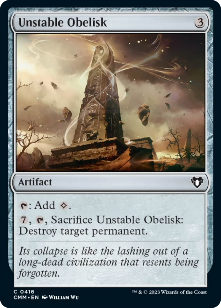 Unstable Obelisk [Commander Masters] | Cards and Coasters CA