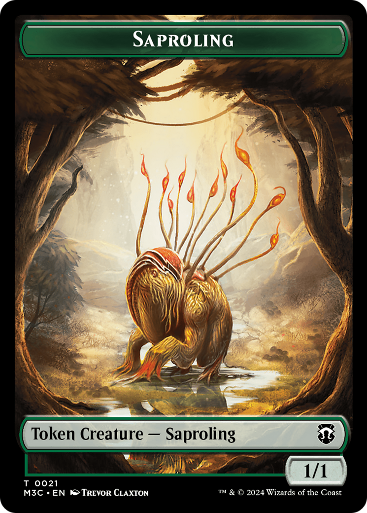 Tarmogoyf (Ripple Foil) // Saproling Double-Sided Token [Modern Horizons 3 Commander Tokens] | Cards and Coasters CA