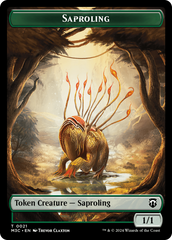 Tarmogoyf (Ripple Foil) // Saproling Double-Sided Token [Modern Horizons 3 Commander Tokens] | Cards and Coasters CA