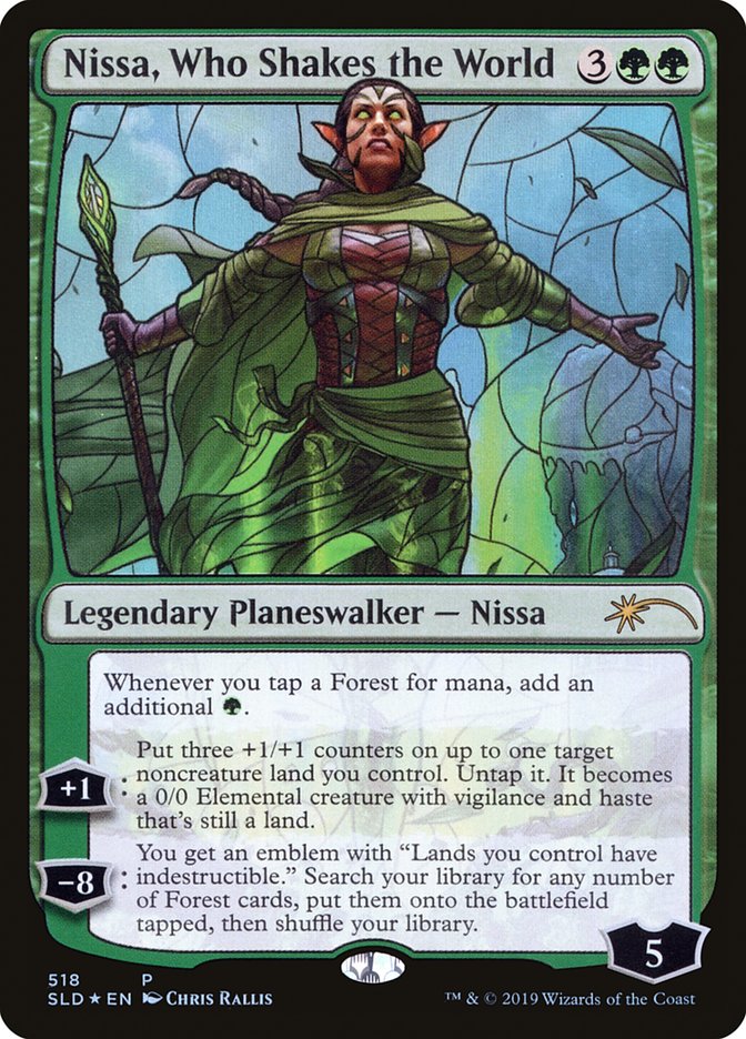 Nissa, Who Shakes the World (Stained Glass) [Secret Lair Drop Promos] | Cards and Coasters CA