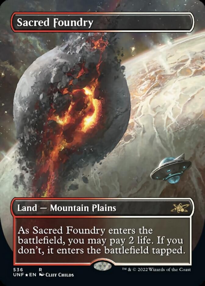 Sacred Foundry (Borderless) (Galaxy Foil) [Unfinity] | Cards and Coasters CA