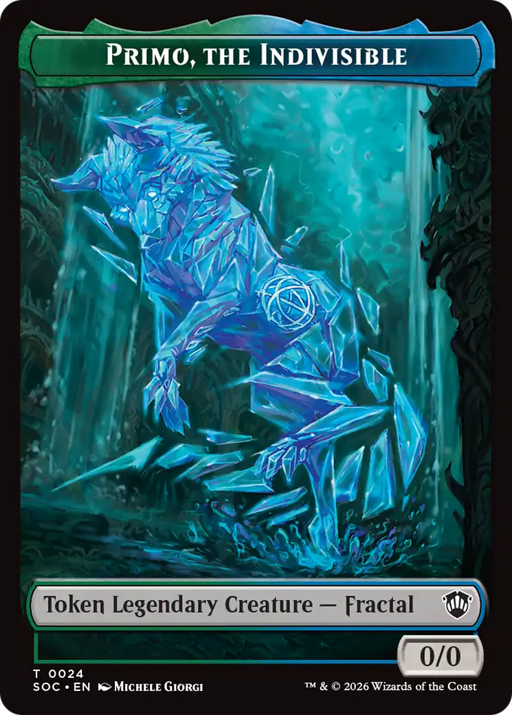 Primo, The Indivisble // Treasure Double-Sided Token [Secrets of Strixhaven Commander Tokens] | Cards and Coasters CA
