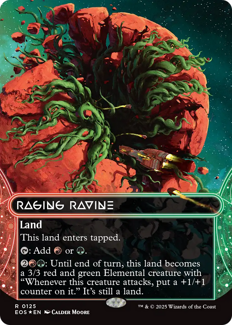 Raging Ravine (0125) (Borderless) (Galaxy Foil) [Edge of Eternities: Stellar Sights] | Cards and Coasters CA