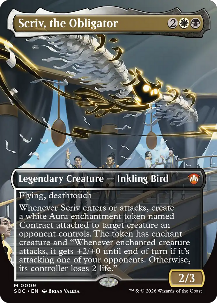 Scriv, the Obligator (Borderless) [Secrets of Strixhaven Commander] | Cards and Coasters CA