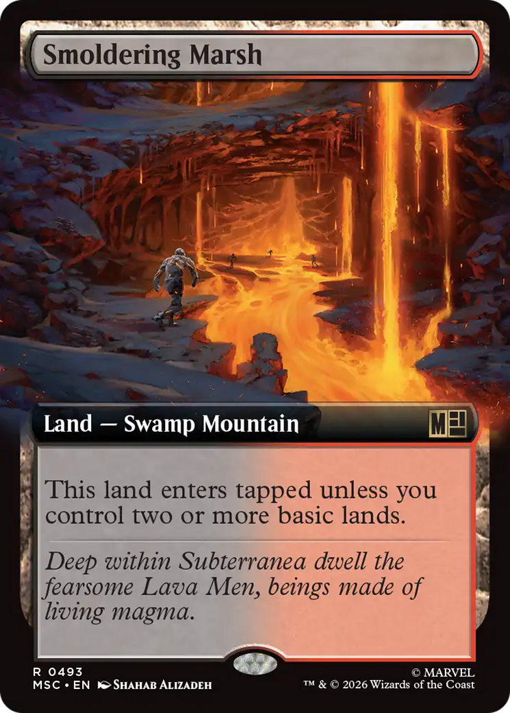 Smoldering Marsh (Extended Art) [Marvel Super Heroes Commander] | Cards and Coasters CA