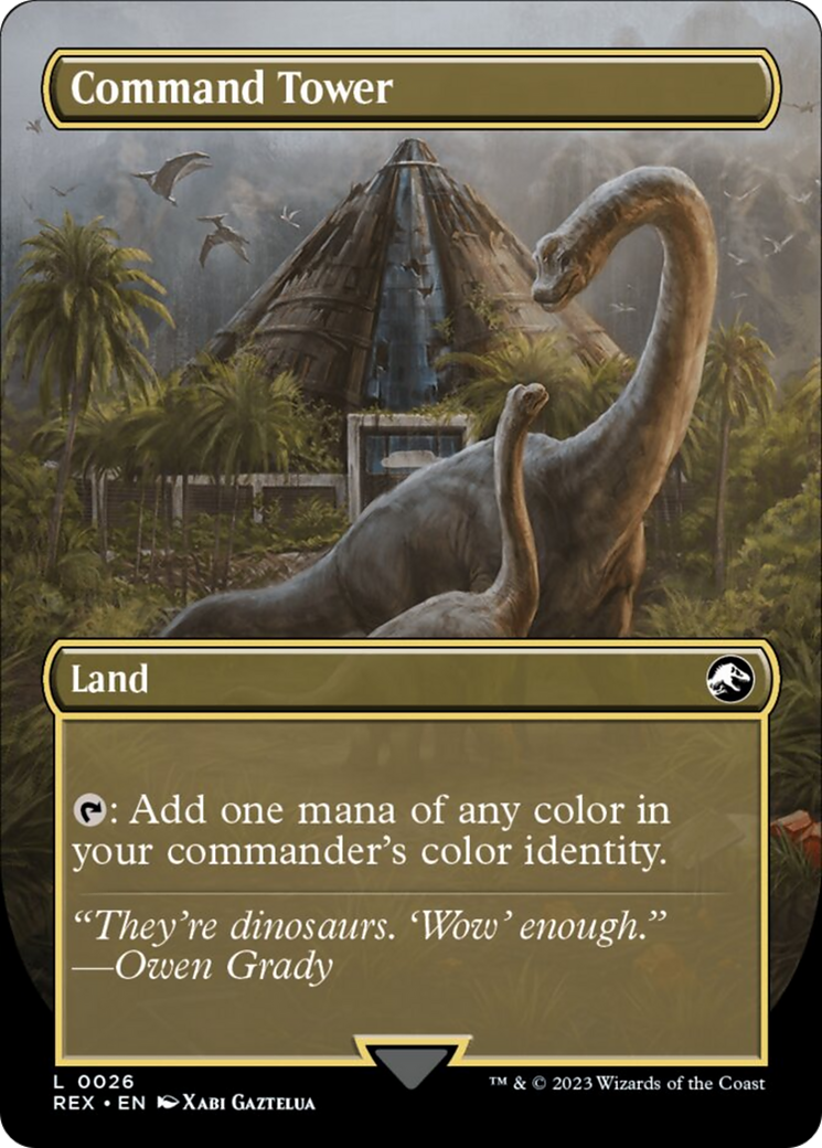 Command Tower // Commander Tower (Borderless) [Jurassic World Collection] | Cards and Coasters CA