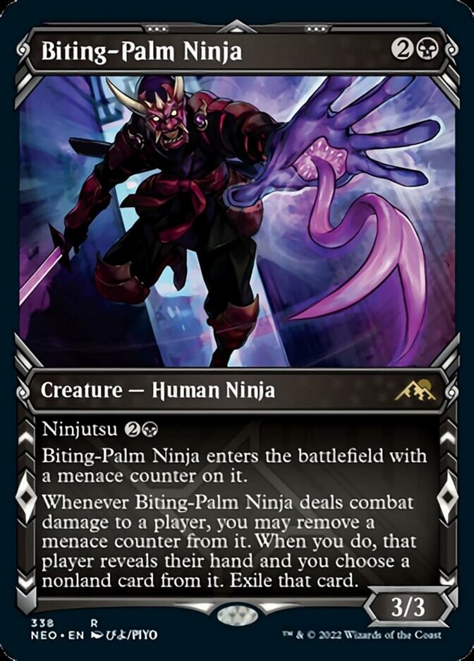 Biting-Palm Ninja (Showcase Ninja) [Kamigawa: Neon Dynasty] | Cards and Coasters CA