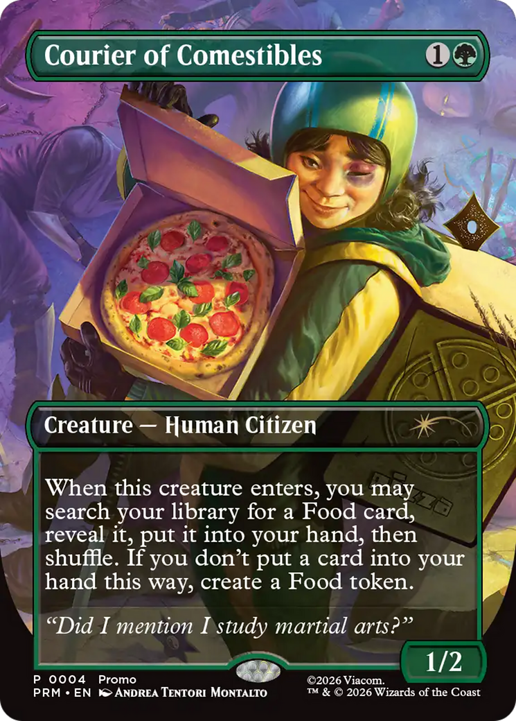 Courier of Comestibles (Borderless) [Wizards Play Network 2026] | Cards and Coasters CA