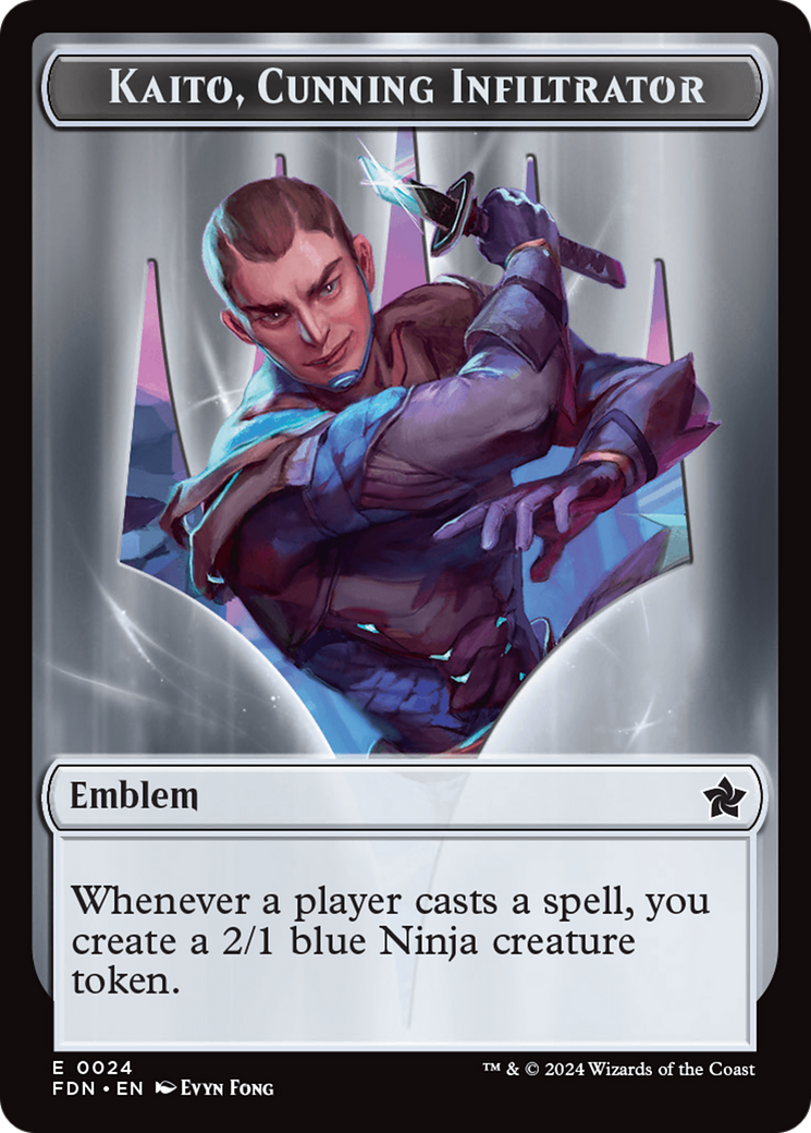 Emblem - Kaito, Cunning Infiltrator // Ninja Doubled-Sided Token [Foundations Tokens] | Cards and Coasters CA