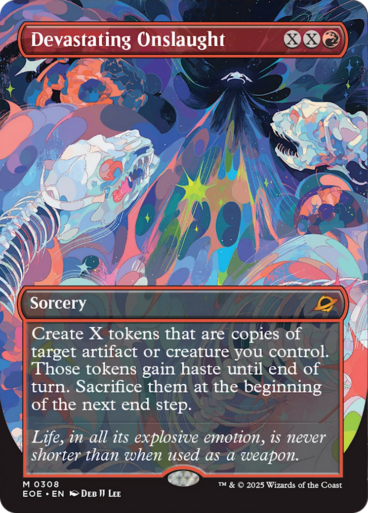 Devastating Onslaught (Borderless) [Edge of Eternities] | Cards and Coasters CA