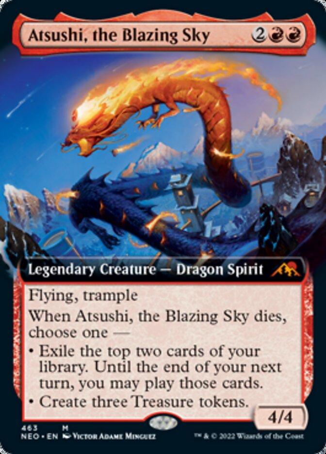 Atsushi, the Blazing Sky (Extended Art) [Kamigawa: Neon Dynasty] | Cards and Coasters CA