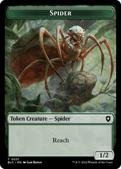 Spider // Blood Double-Sided Token [Bloomburrow Commander Tokens] | Cards and Coasters CA