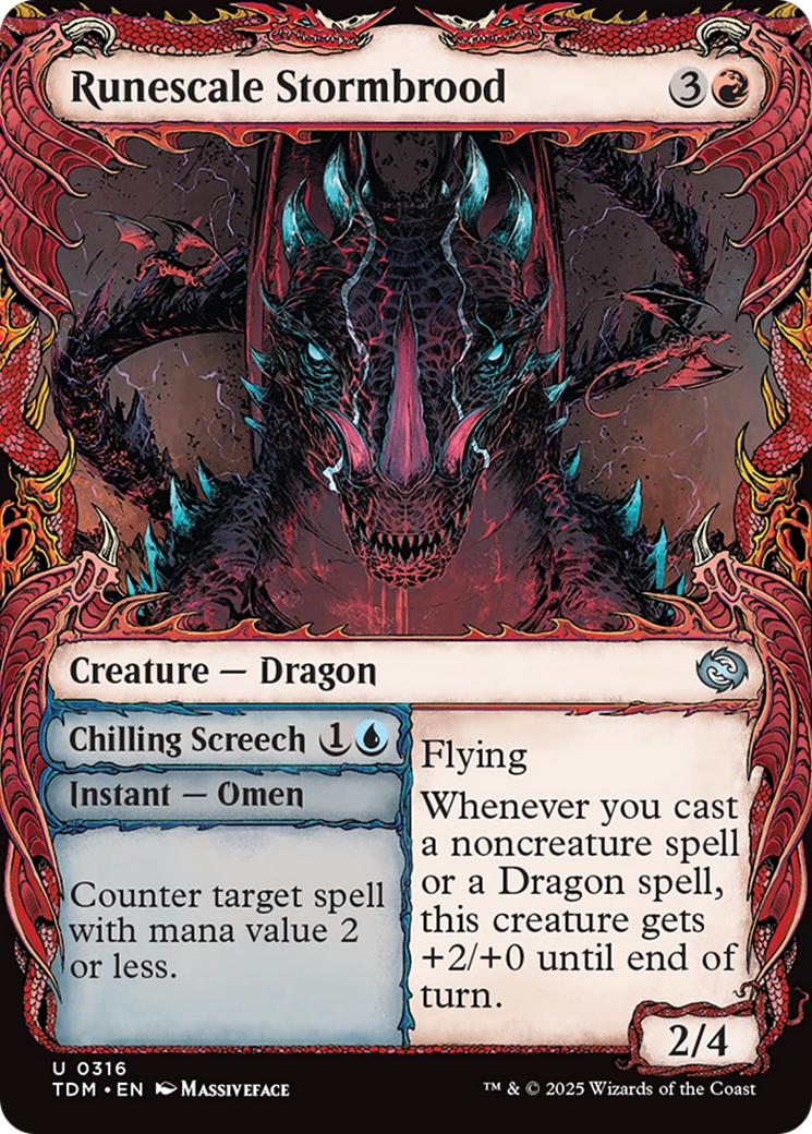 Runescale Stormbrood (Showcase) [Tarkir: Dragonstorm] | Cards and Coasters CA