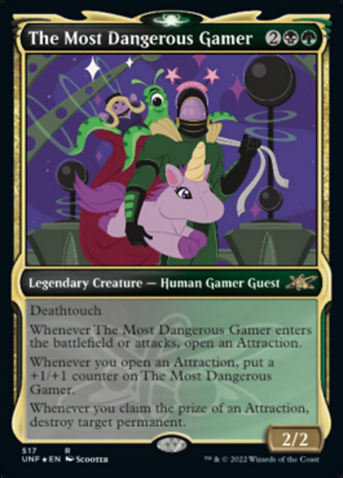 The Most Dangerous Gamer (Showcase) (Galaxy Foil) [Unfinity] | Cards and Coasters CA