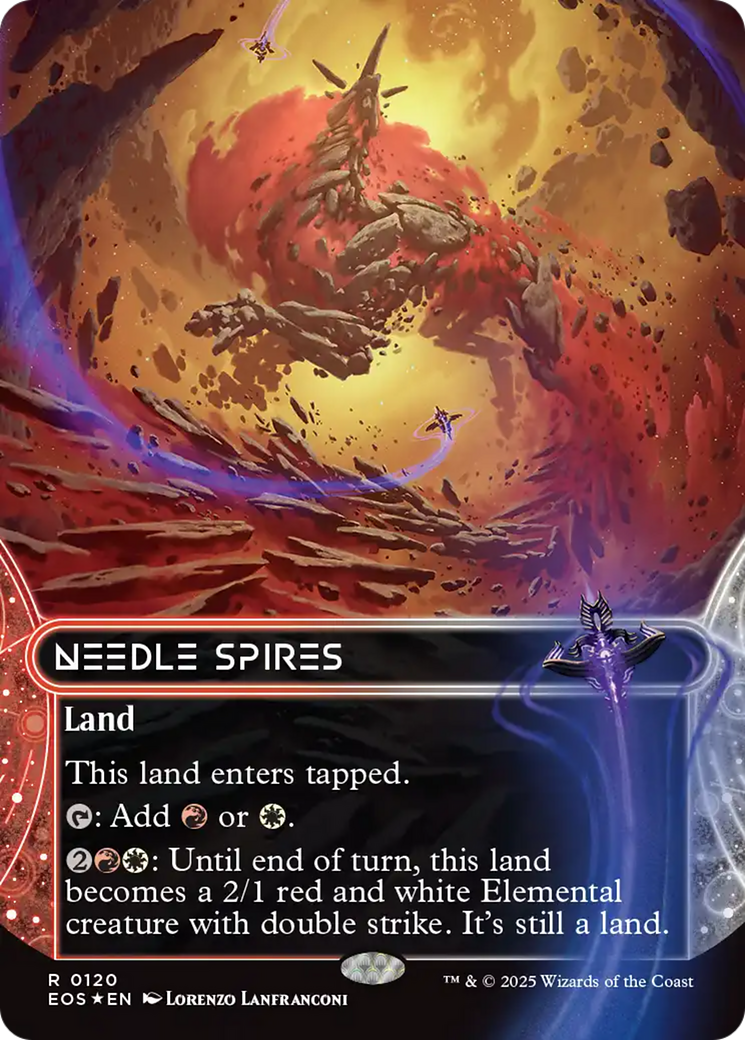 Needle Spires (0120) (Borderless) (Galaxy Foil) [Edge of Eternities: Stellar Sights] | Cards and Coasters CA