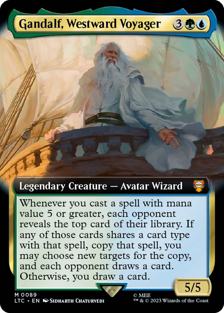 Gandalf, Westward Voyager (Extended Art) [The Lord of the Rings: Tales of Middle-Earth Commander] | Cards and Coasters CA