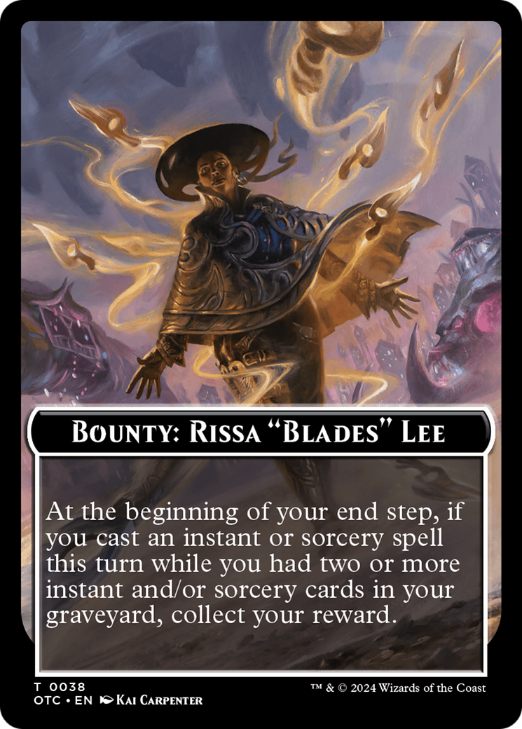 Bounty: Rissa "Blades" Lee // Bounty Rules Double-Sided Token [Outlaws of Thunder Junction Commander Tokens] | Cards and Coasters CA