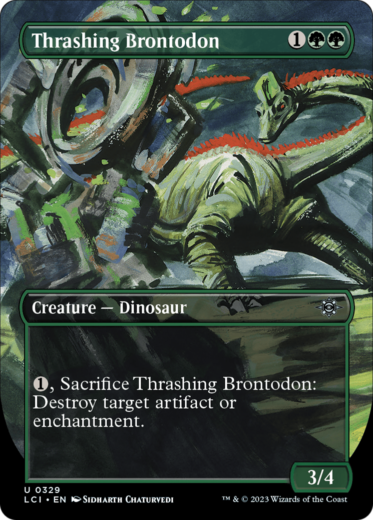 Thrashing Brontodon (Borderless) [The Lost Caverns of Ixalan] | Cards and Coasters CA