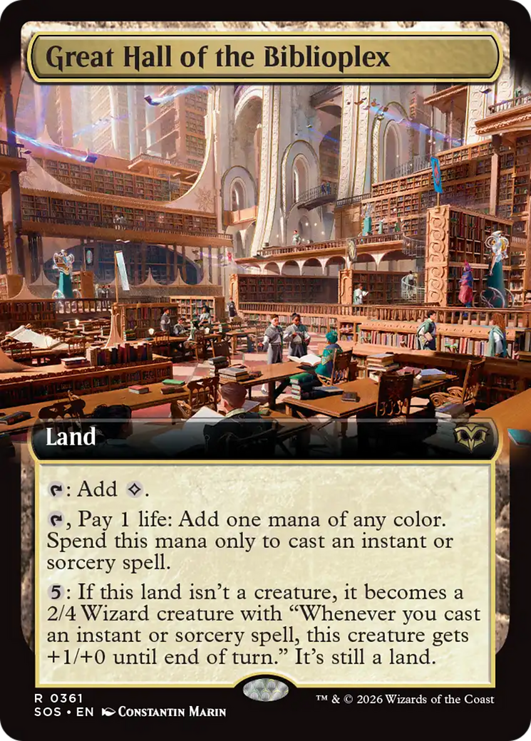 Great Hall of the Biblioplex (Extended Art) [Secrets of Strixhaven] | Cards and Coasters CA