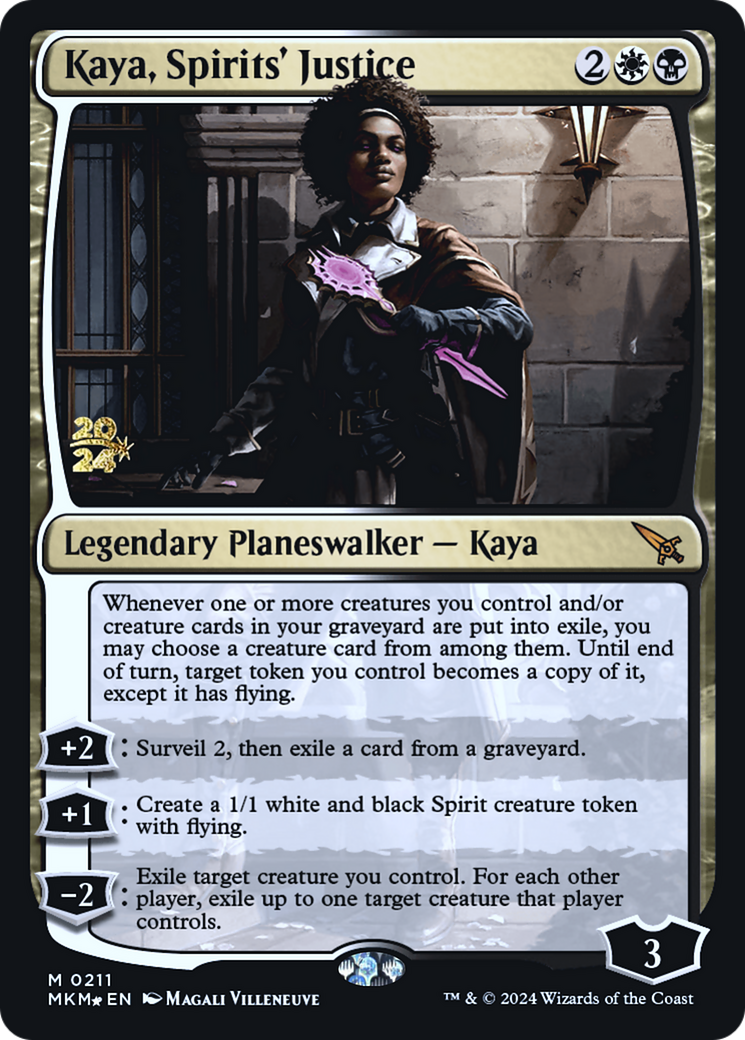 Kaya, Spirits' Justice [Murders at Karlov Manor Prerelease Promos] | Cards and Coasters CA