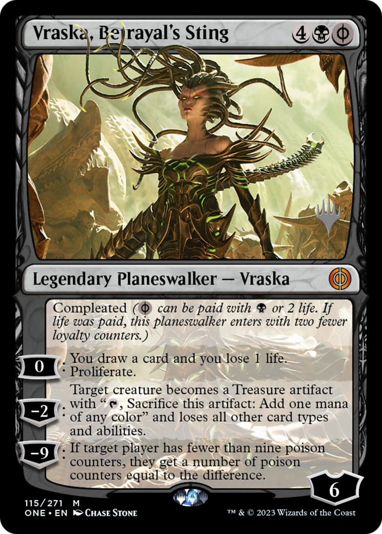 Vraska, Betrayal's Sting (Promo Pack) [Phyrexia: All Will Be One Promos] | Cards and Coasters CA