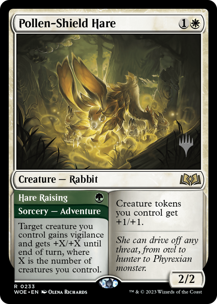Pollen-Shield Hare // Hare Raising (Promo Pack) [Wilds of Eldraine Promos] | Cards and Coasters CA