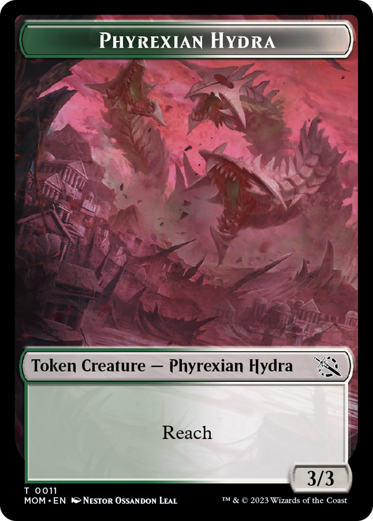 Warrior // Phyrexian Hydra (11) Double-Sided Token [March of the Machine Tokens] | Cards and Coasters CA