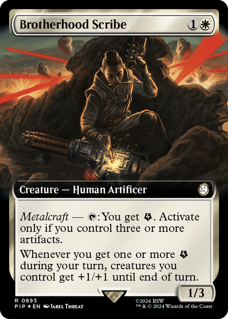 Brotherhood Scribe (Extended Art) (Surge Foil) [Fallout] | Cards and Coasters CA