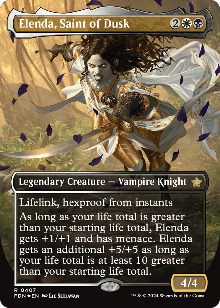 Elenda, Saint of Dusk (Borderless) (Mana Foil) [Foundations] | Cards and Coasters CA