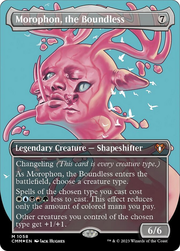 Morophon, the Boundless (Borderless Textured Foil Frame Break) [Commander Masters] | Cards and Coasters CA