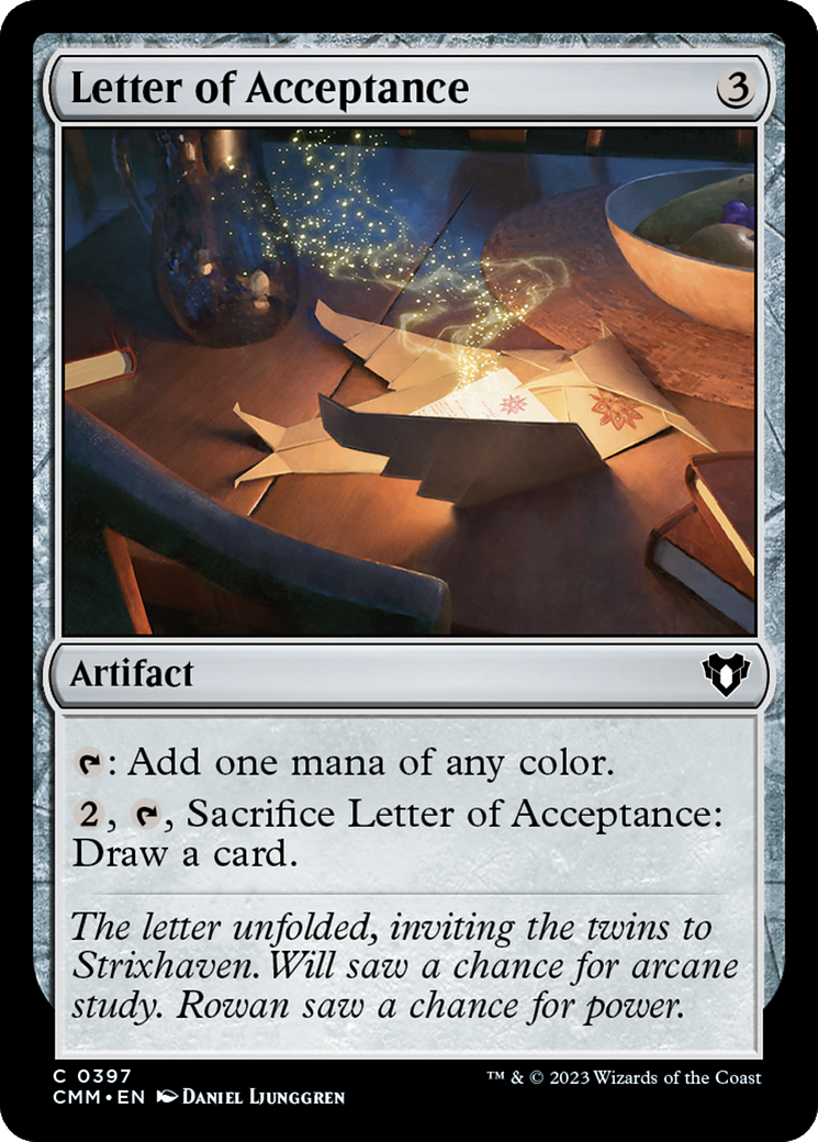 Letter of Acceptance [Commander Masters] | Cards and Coasters CA