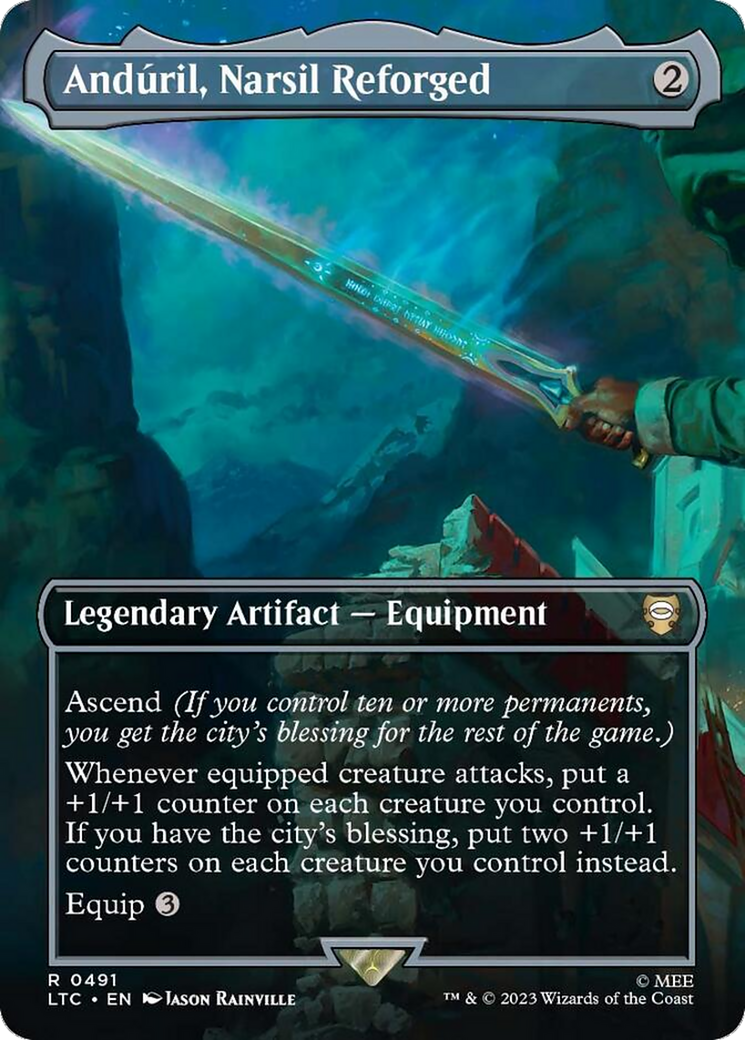 Anduril, Narsil Reforged (Borderless) [The Lord of the Rings: Tales of Middle-Earth Commander] | Cards and Coasters CA