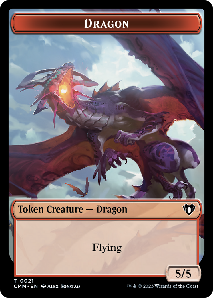 Saproling // Dragon (0021) Double-Sided Token [Commander Masters Tokens] | Cards and Coasters CA