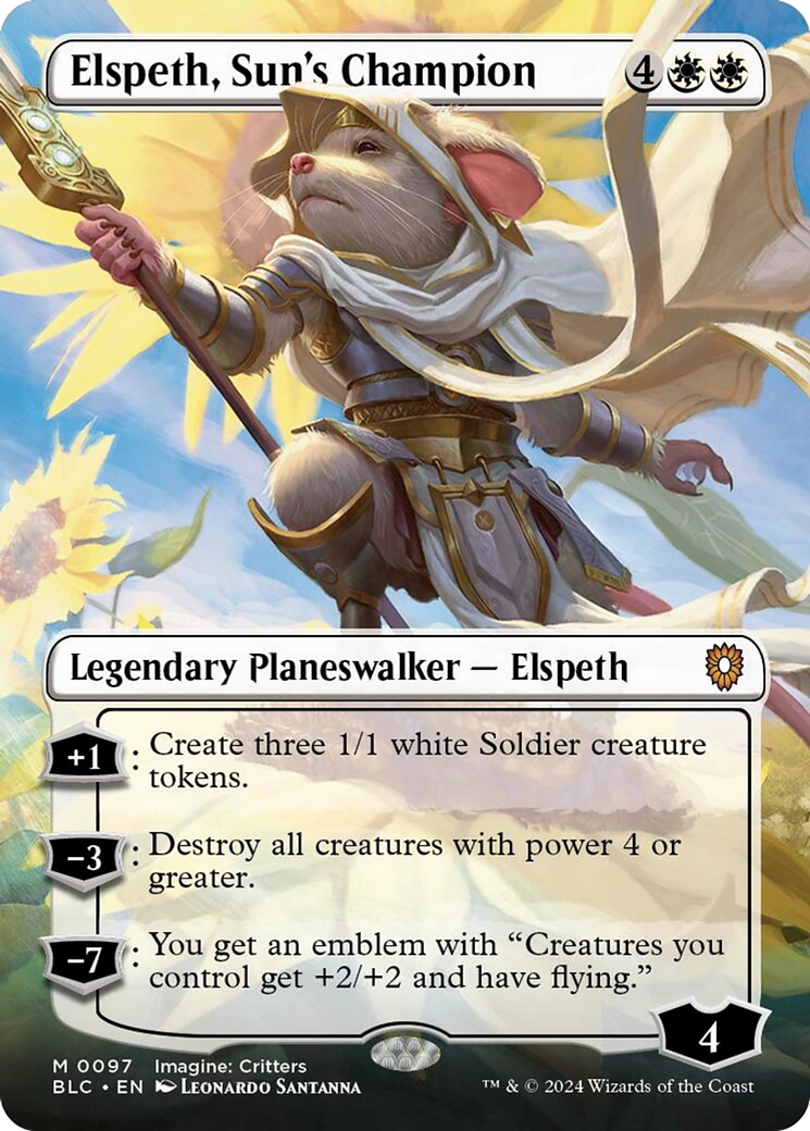 Elspeth, Sun's Champion (Borderless) [Bloomburrow Commander] | Cards and Coasters CA