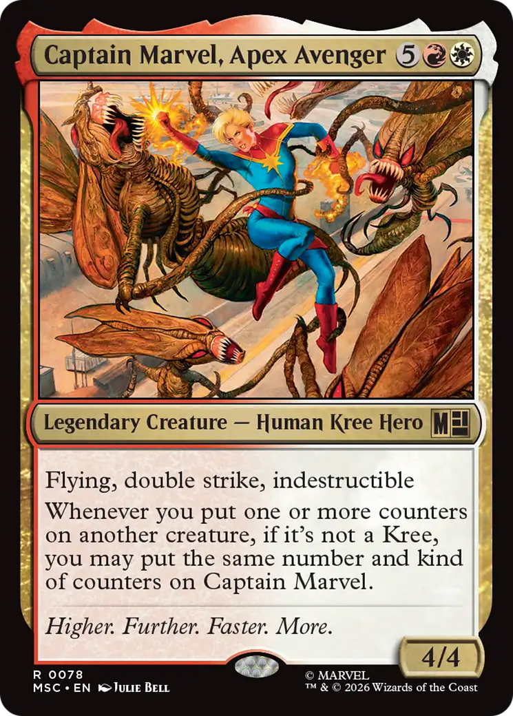 Captain Marvel, Apex Avenger (Surge Foil) [Marvel Super Heroes Commander] | Cards and Coasters CA