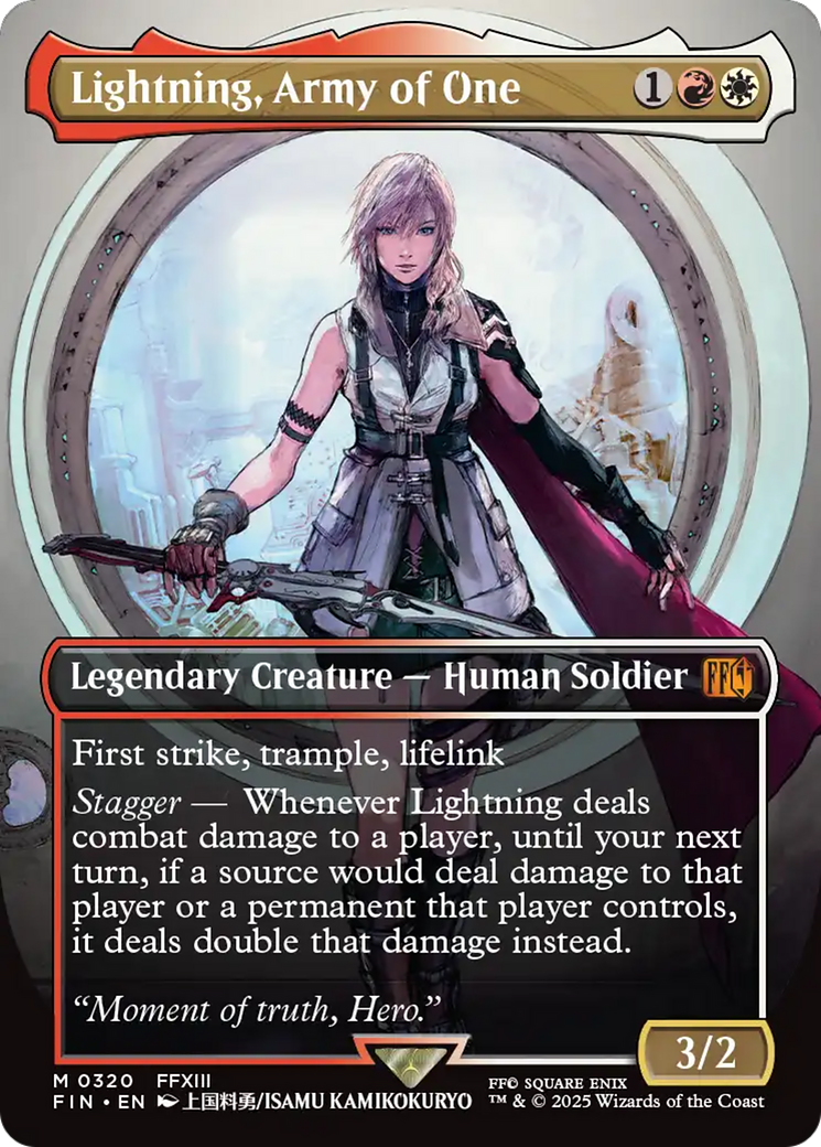 Lightning, Army of One (Borderless) (0320) [FINAL FANTASY] | Cards and Coasters CA
