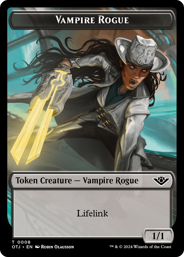 Treasure // Vampire Rogue Double-Sided Token [Outlaws of Thunder Junction Tokens] | Cards and Coasters CA