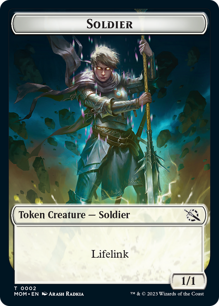 Soldier // Wrenn and Realmbreaker Emblem Double-Sided Token [March of the Machine Tokens] | Cards and Coasters CA