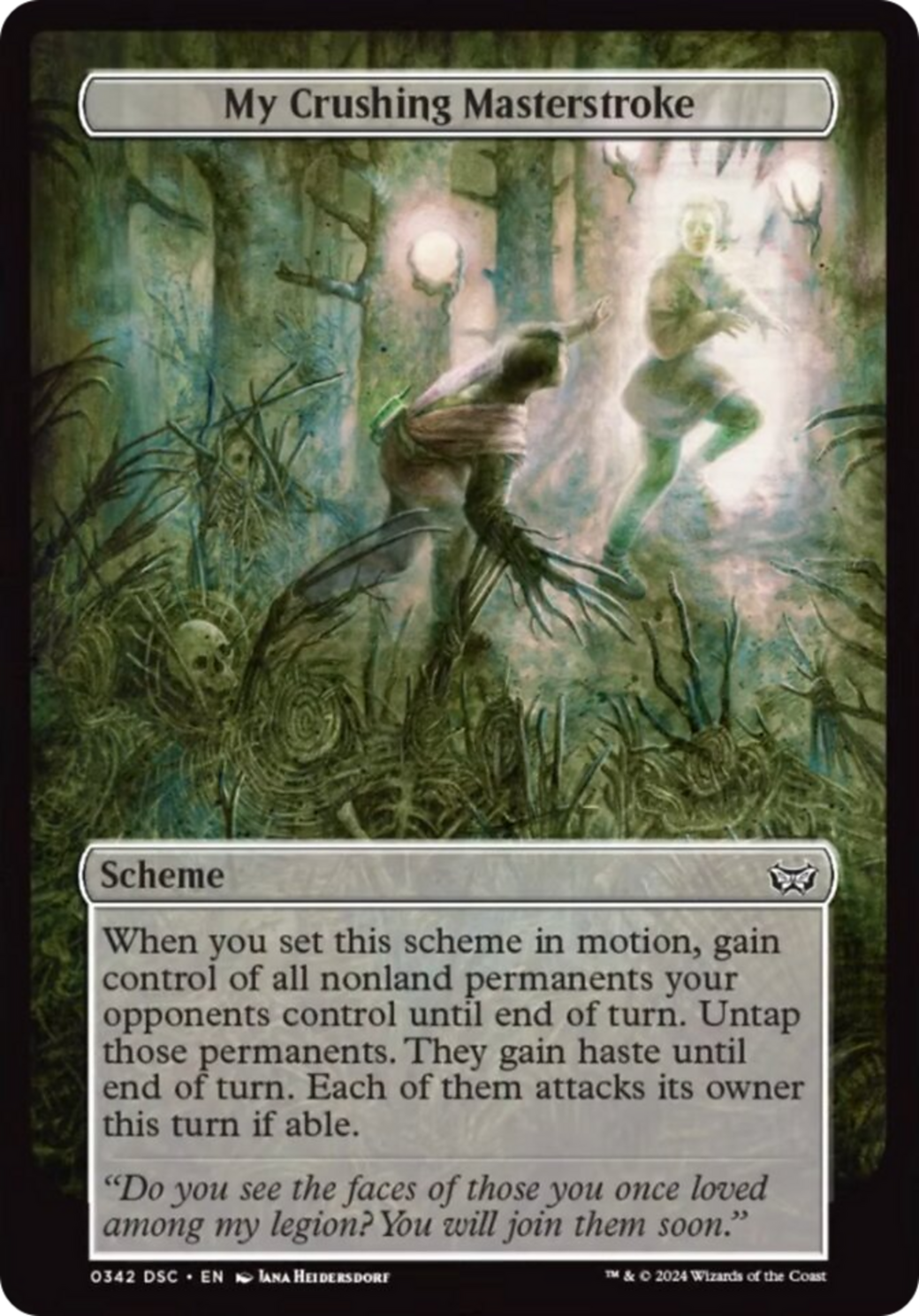 My Crushing Masterstroke (Full Art) [Duskmourn: Archenemy] | Cards and Coasters CA